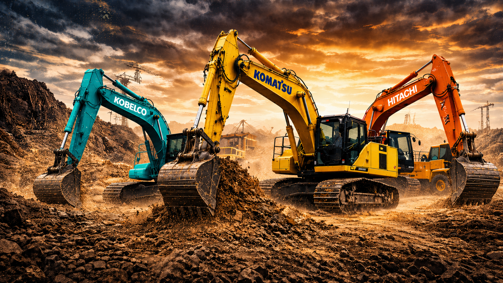Máy xúc Komatsu nhập khẩu đang thi công tại công trường